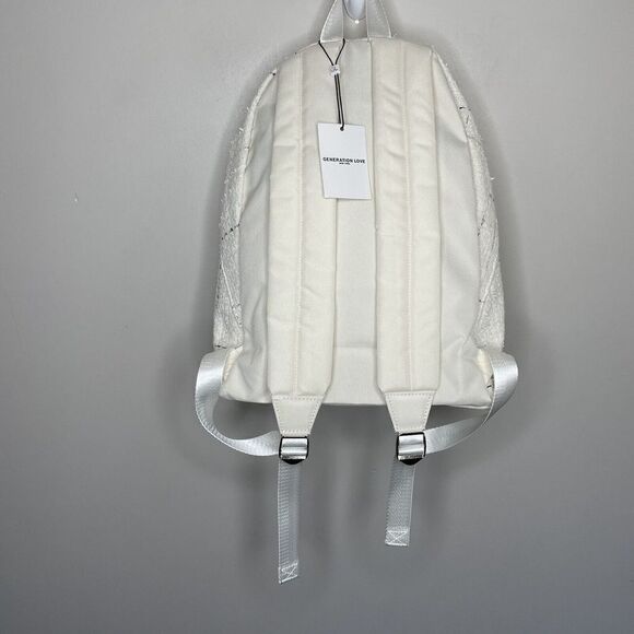 Generation Love Cream Windowpane Eden Backpack NEW Ivory Gray Tweed - Picture 6 of 11